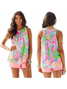 🐘 Lilly Pulitzer Sleeveless Flutter Tank Top in Multi So Appealing